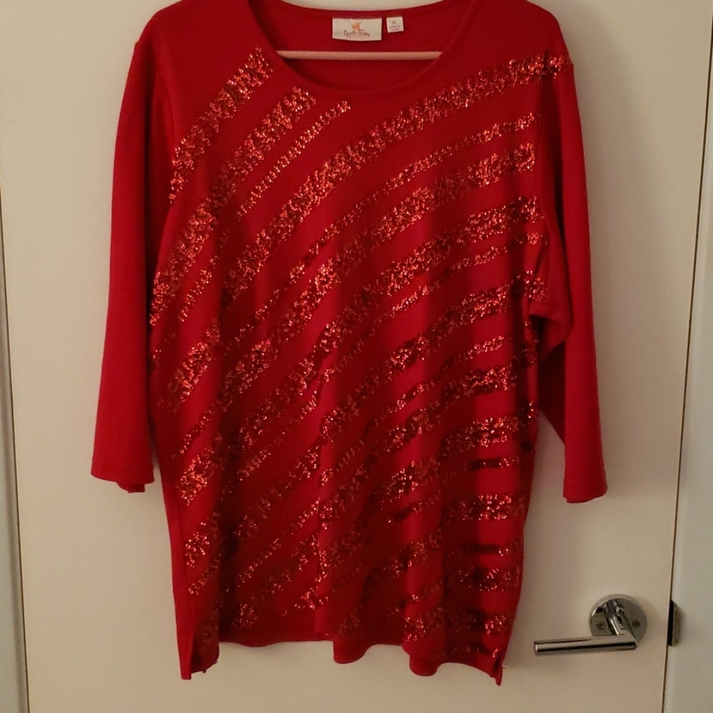 Quacker Factory 3/4 Sleeve Sequin Tunic Size 1X